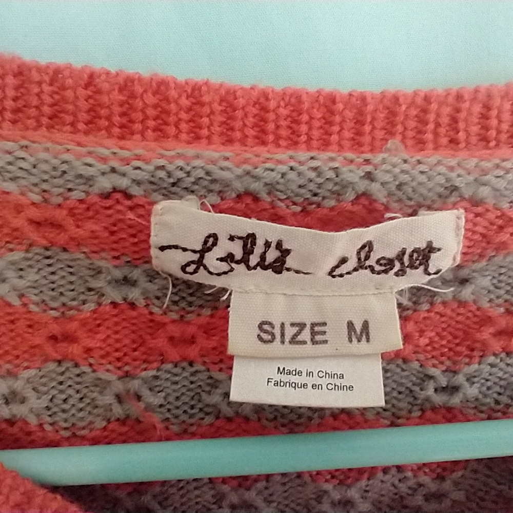 Lili's Closet cropped striped cardigan sweater wool sunset sails Anthrop… - Picture 4 of 10
